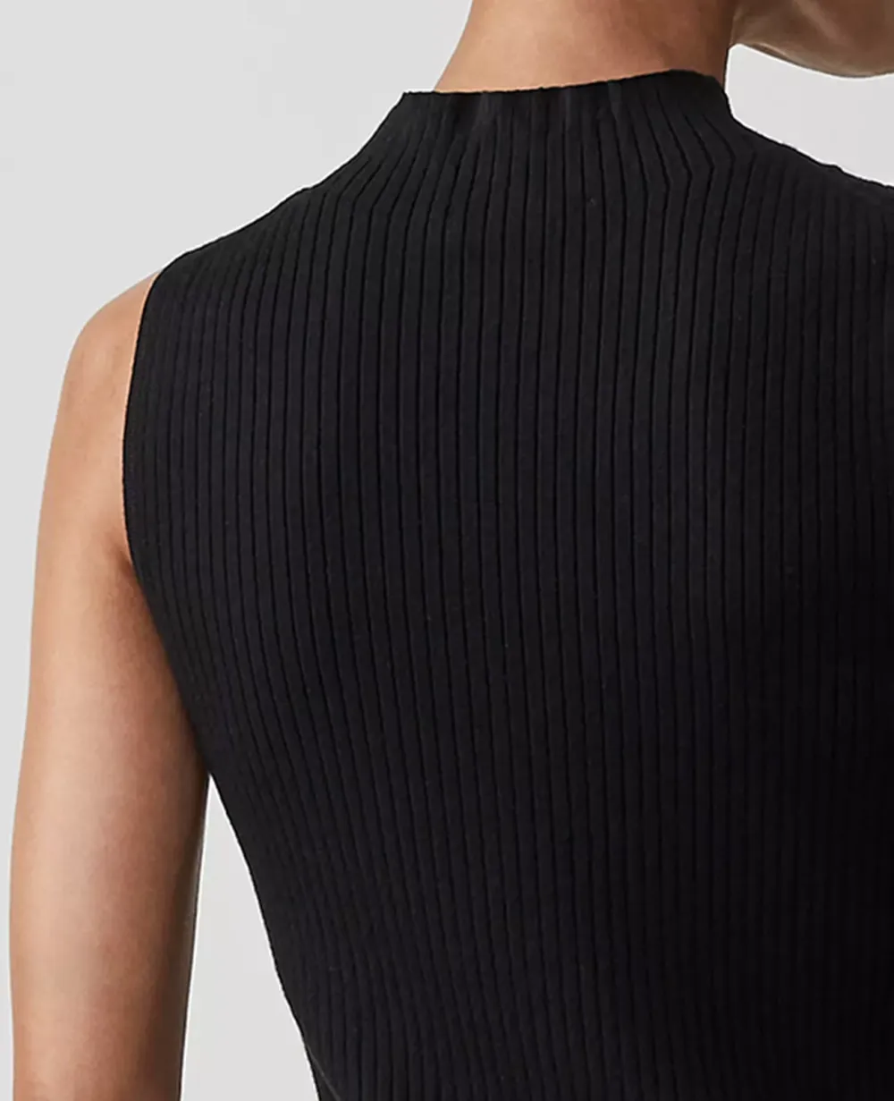 Ribbed Mock Neck Sweater Shell