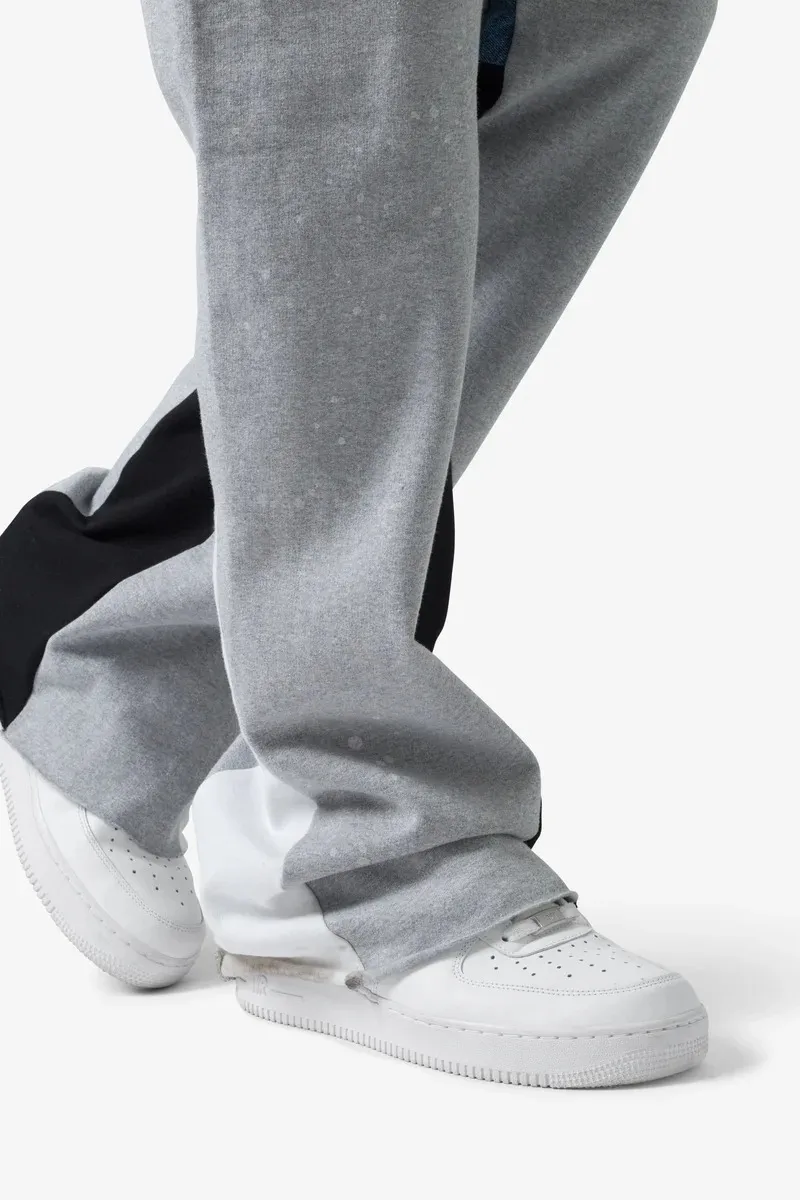 LIGHT GRAY AND BLACK PANELED SWEATPANTS