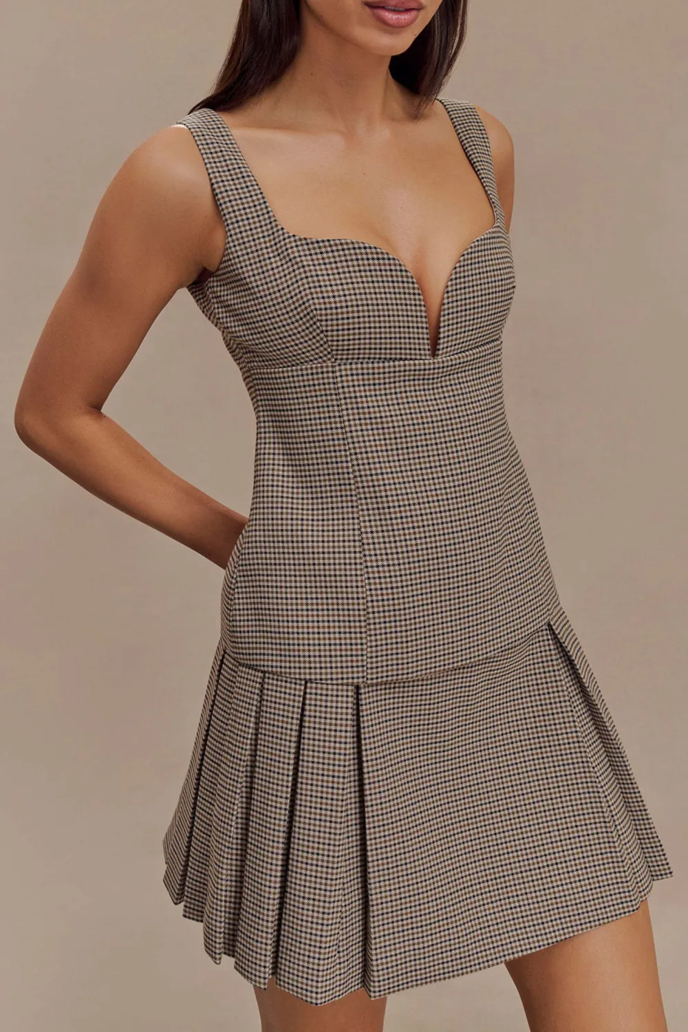 Pleated Buckle Mini Skirt