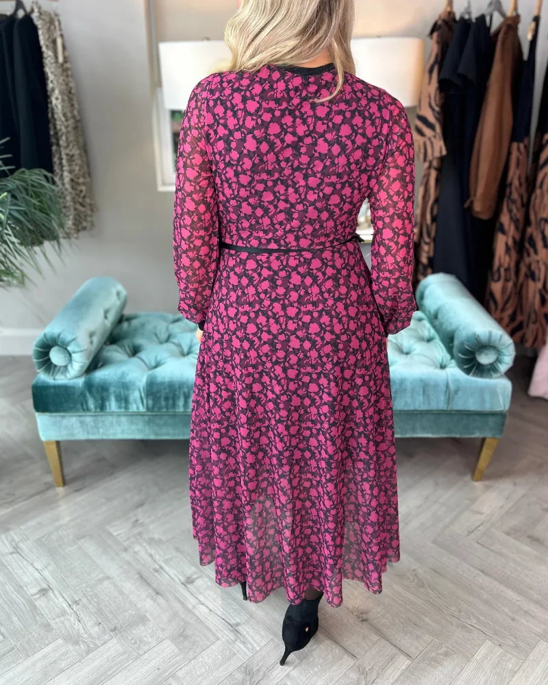 Crew Neck Floral Midi Dress