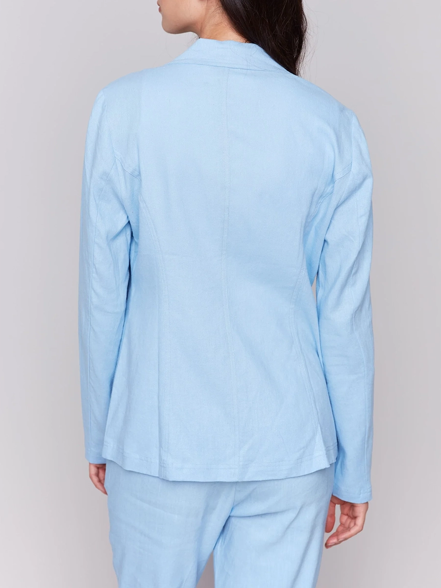 Linen Blend Skin-Friendly Solid Color Suit Jacket
