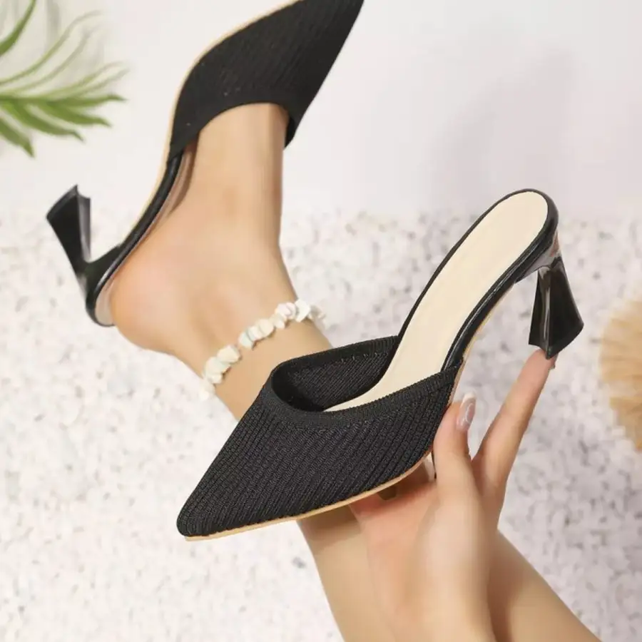 Refined Point Toe Flare Heels Sandals