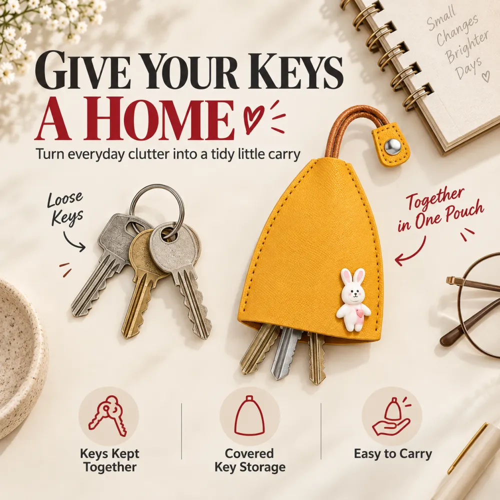 Cute Cartoon Pull-out Key Case, Portable Leather Car Key Holder, Quick Pull Design Anti-Scratch Key Pouch, Kawaii Key Bag for Women Gift