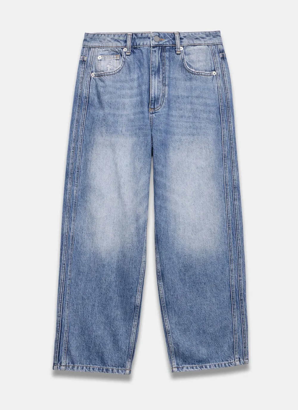 Casual Style Barrel Leg Jeans