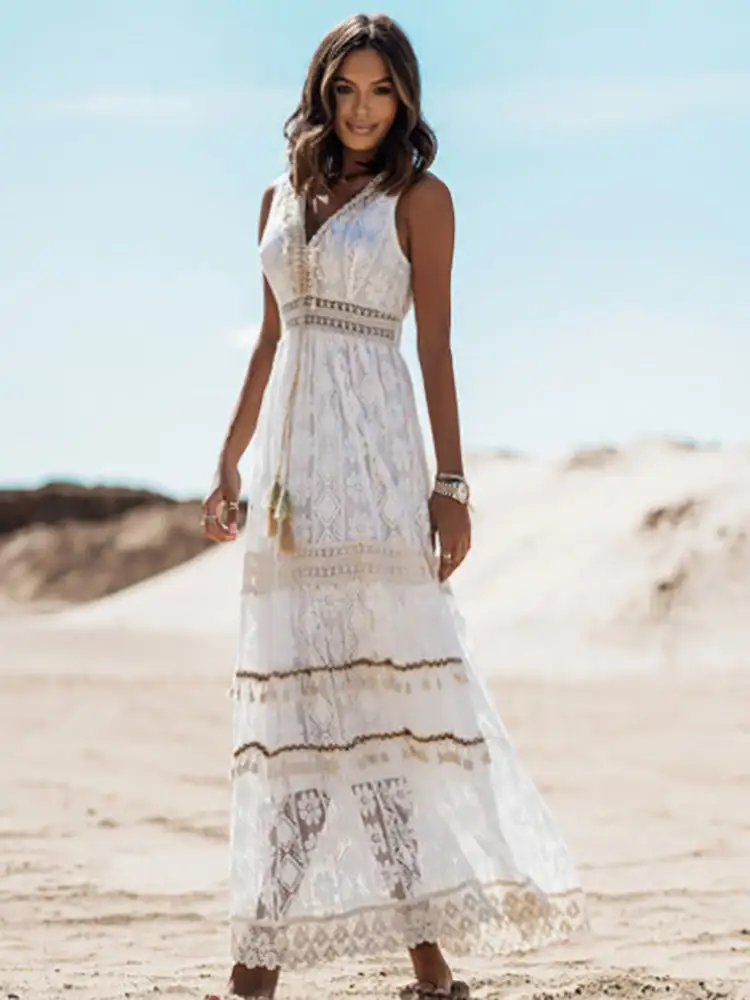 Boho Spirit White Maxi Dress