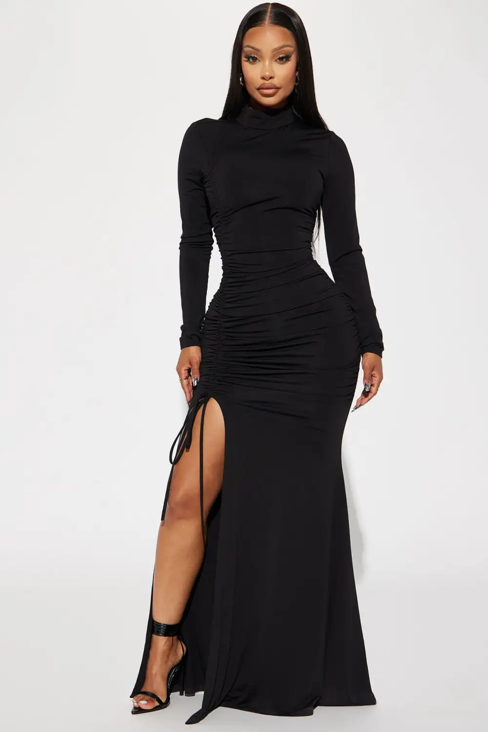 Rachel Ruched Gown - Black