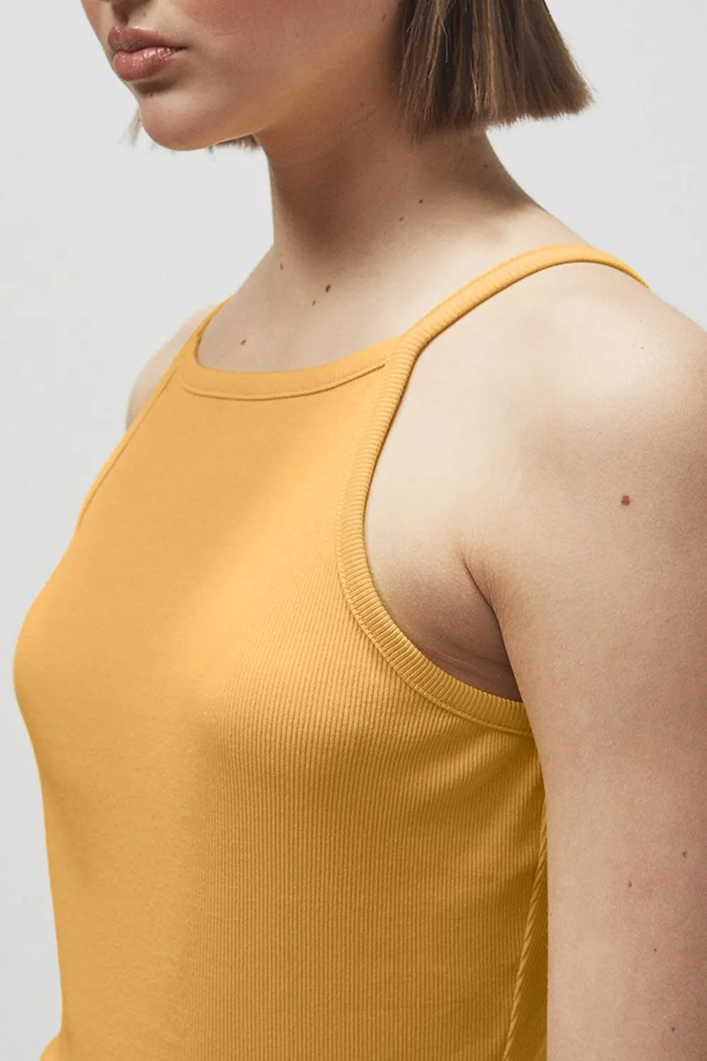 Cotton Square Neck Ribbed Cropped Vest