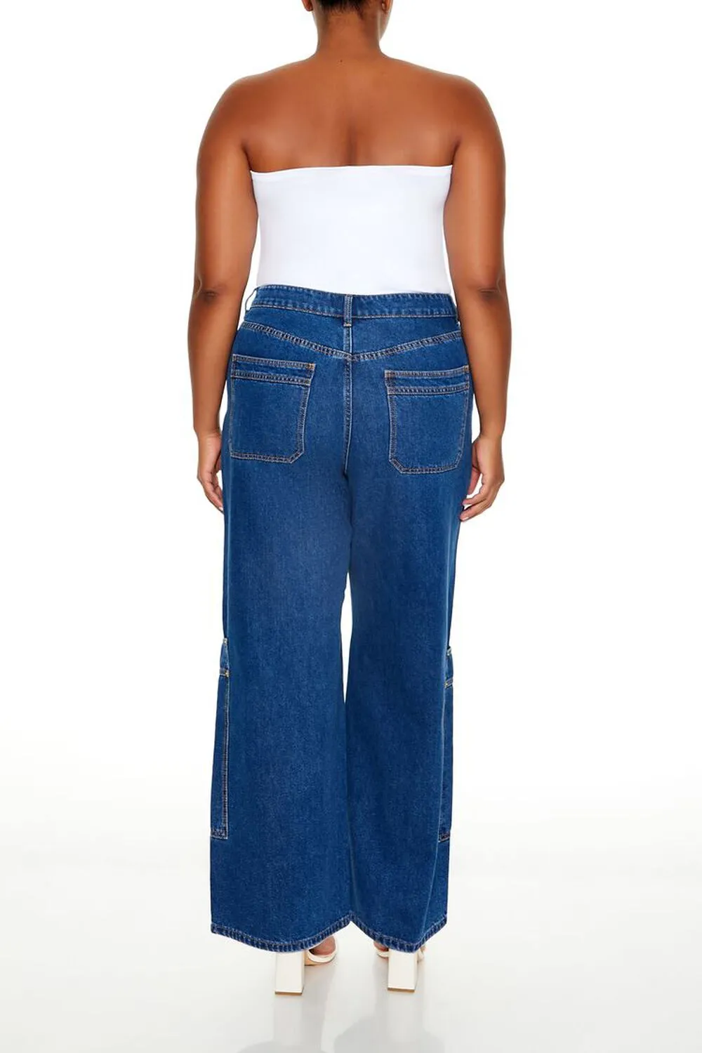 Plus Size High-Rise Cargo Jeans