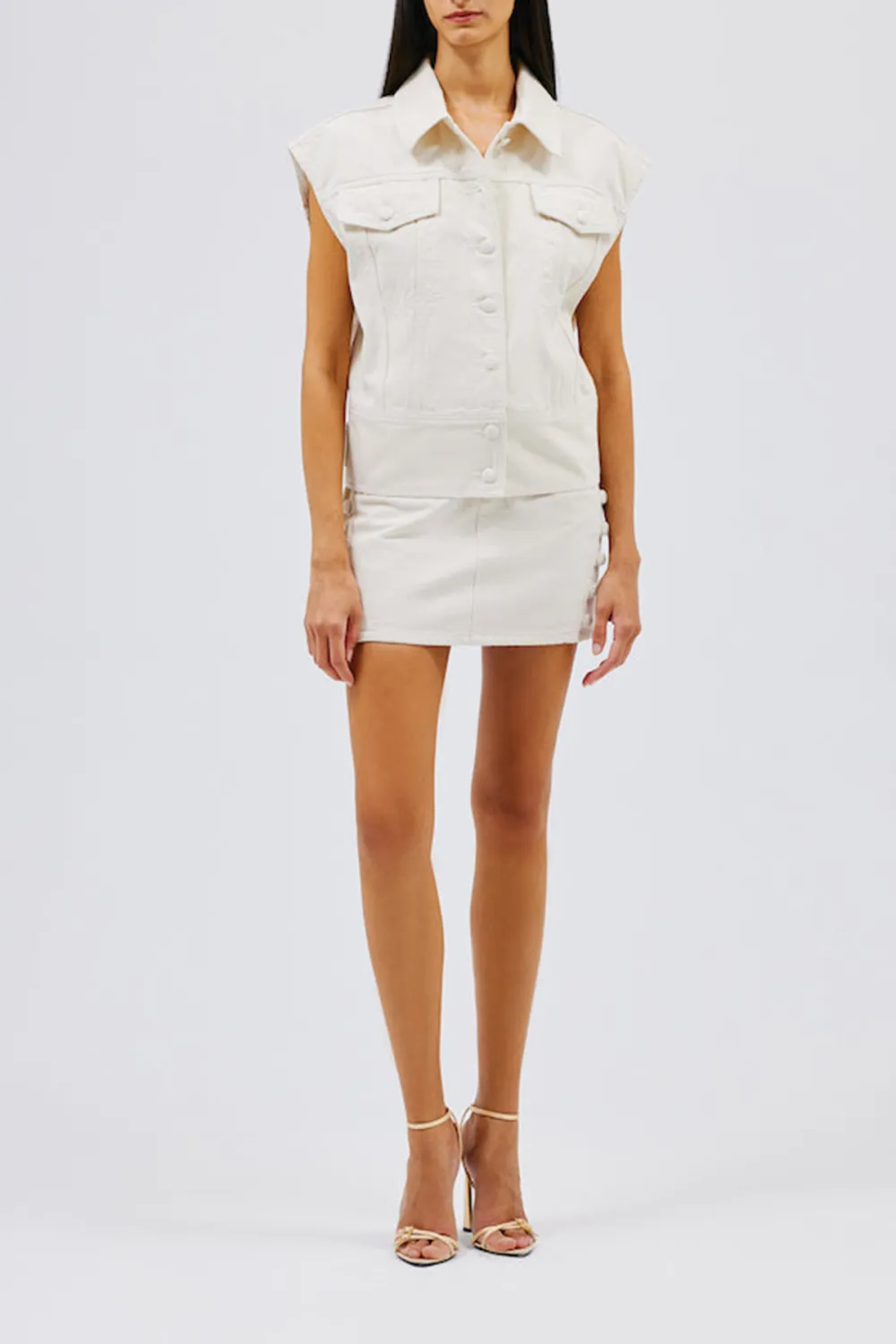 Denim Skirt-White