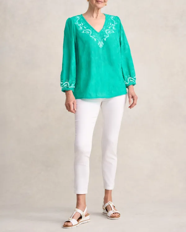 Lace Trim Embroidered Top