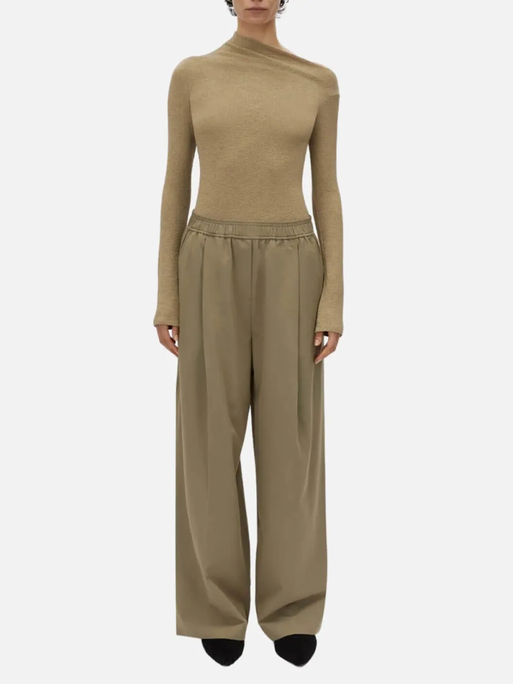 Asymmetrical Neck Long Sleeve Top