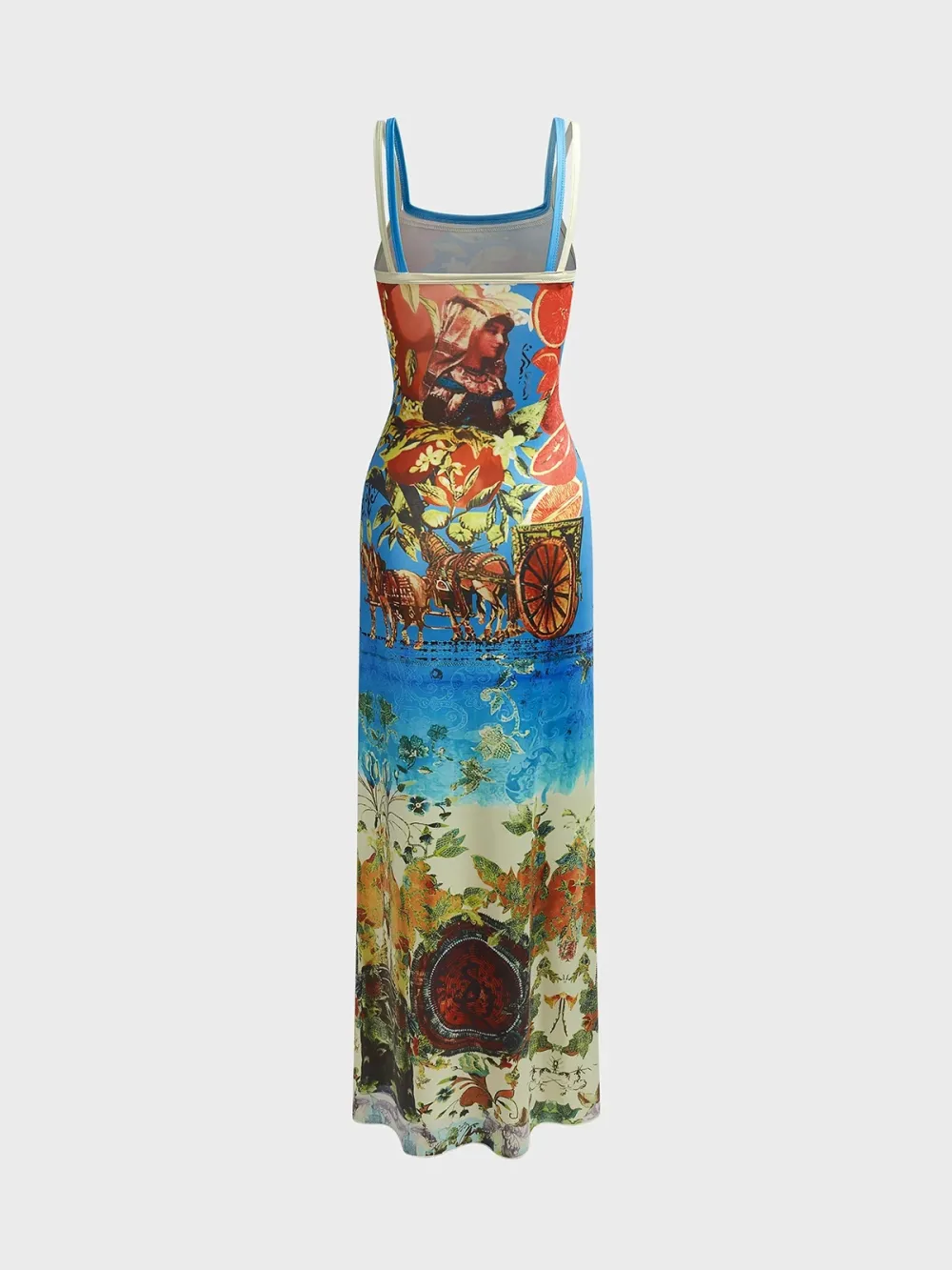 Art Print Sleeveless Maxi Dress