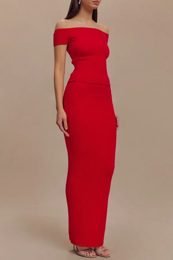 Ribbed Knit Maxi Skirt