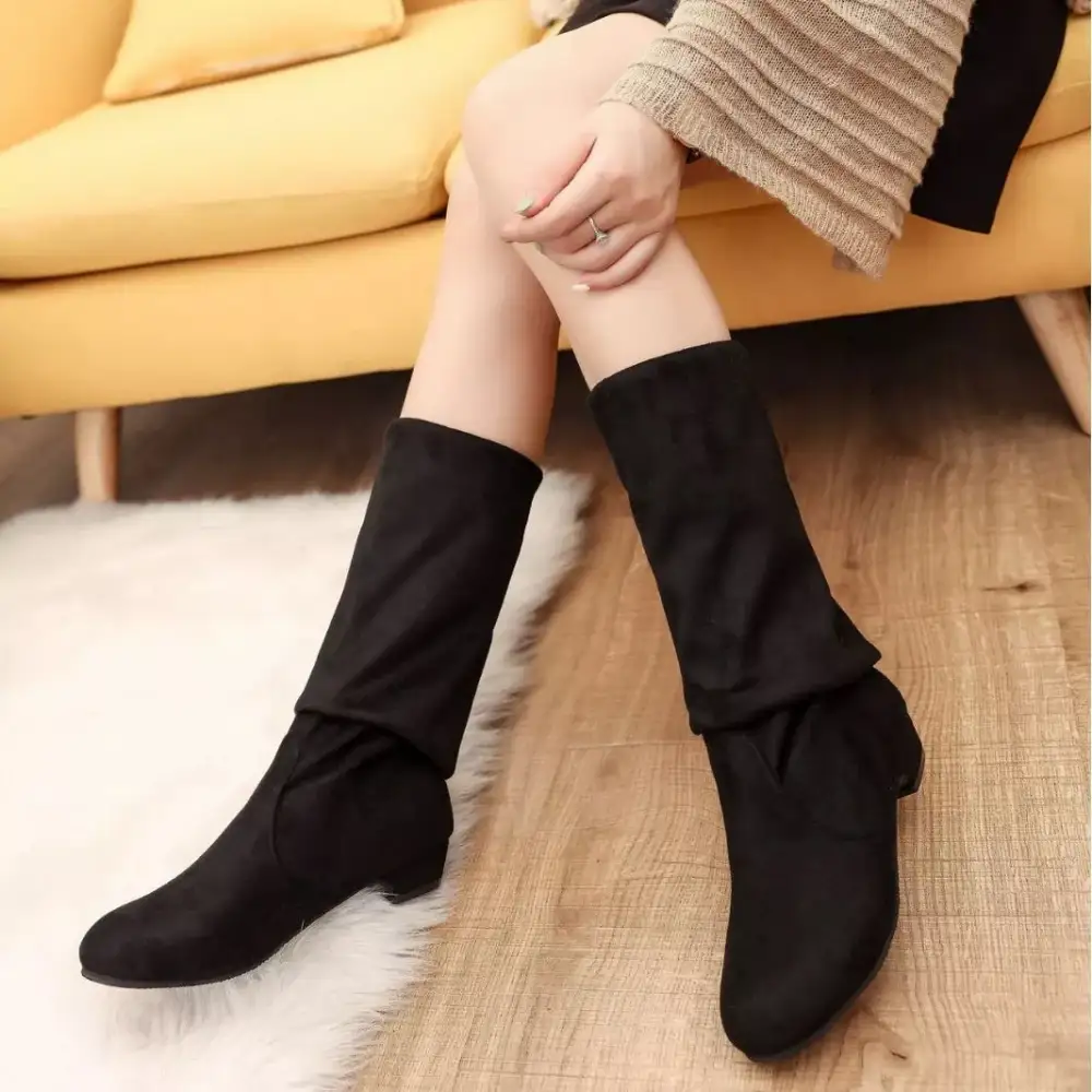 Round Toe Block Heel Boots