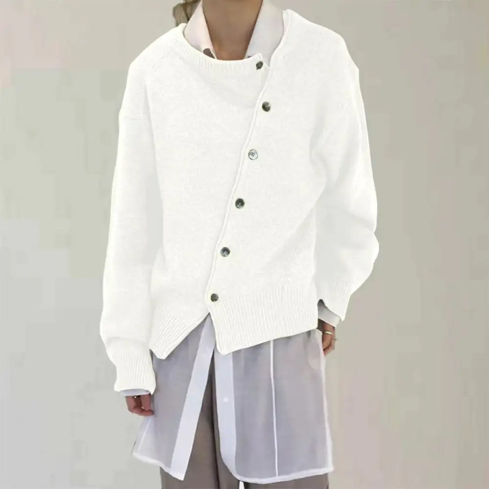 Button Front Asymmetric Cardigan