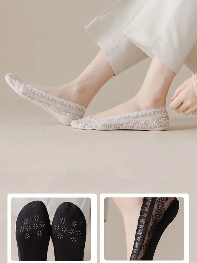 Casual lace invisible crew socks