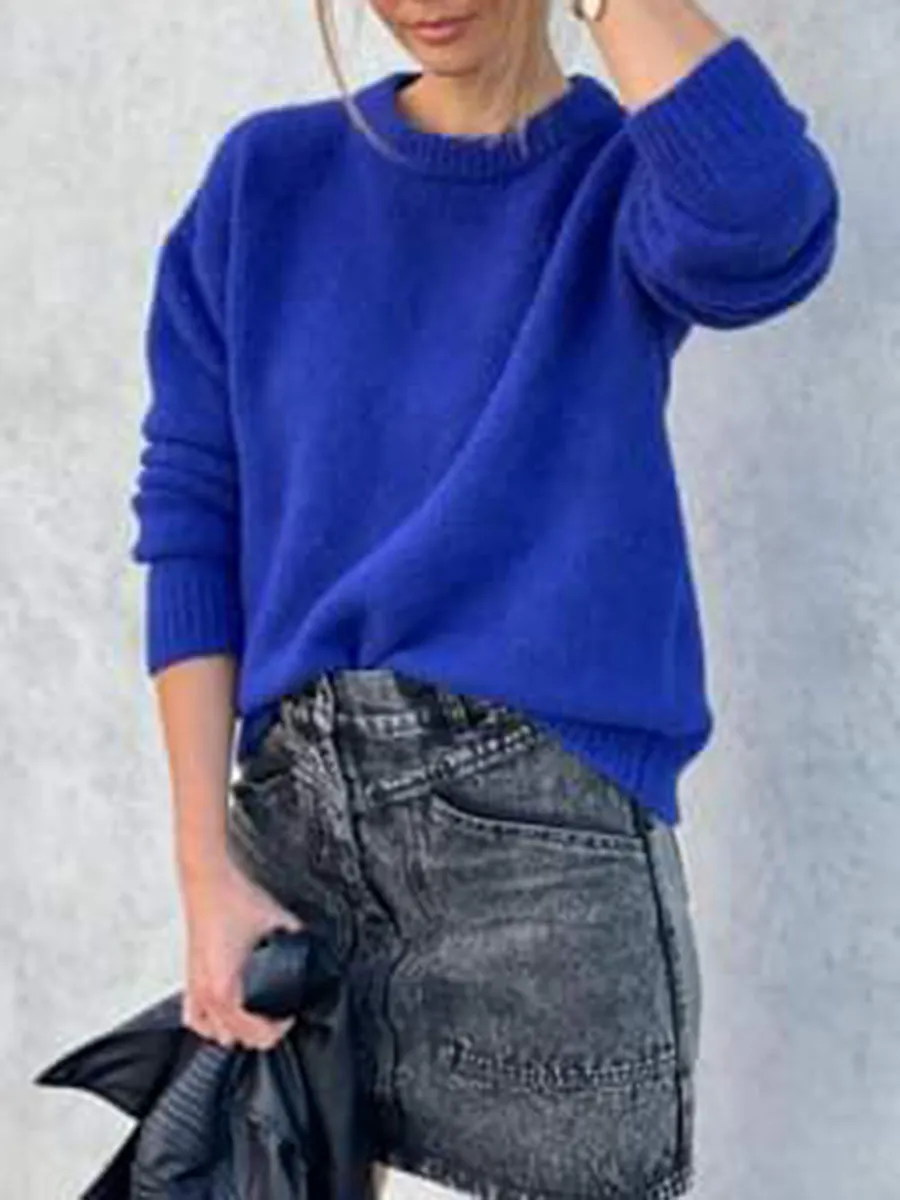 Vibrant Blue Mohair Knit Sweater