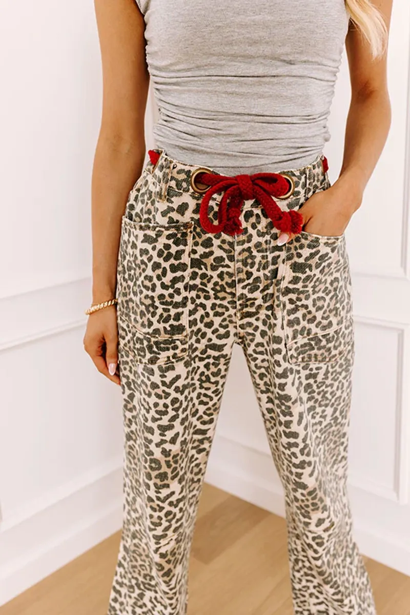 Vintage Leopard Print Ladies Casual Loose Pants