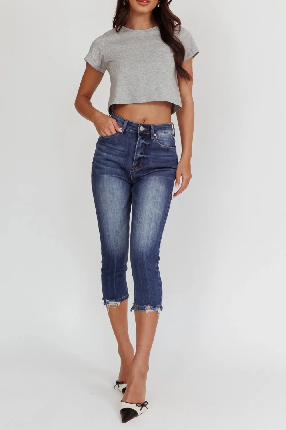 Simple Basic Cropped Jeans