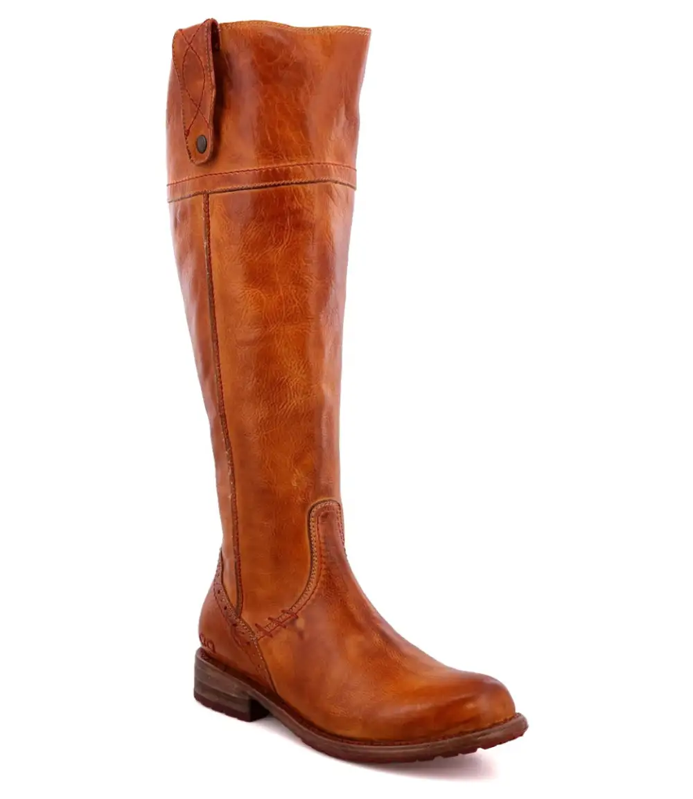 Women's Wide Calf Equestrian Lug Sole Leather Knee High Boots