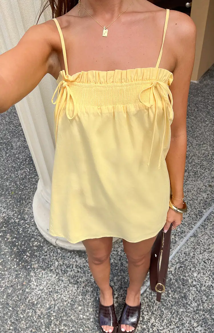 Ruched Square Neck Shirred Mini Dress