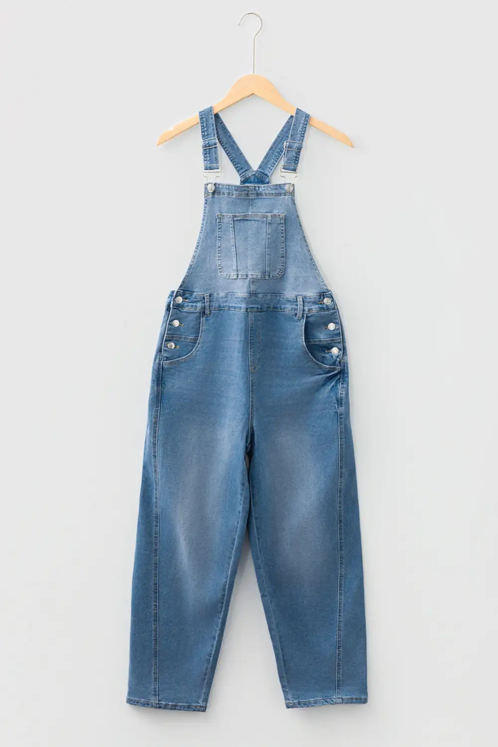 Adjustable Buckle Barrel Denim Overalls