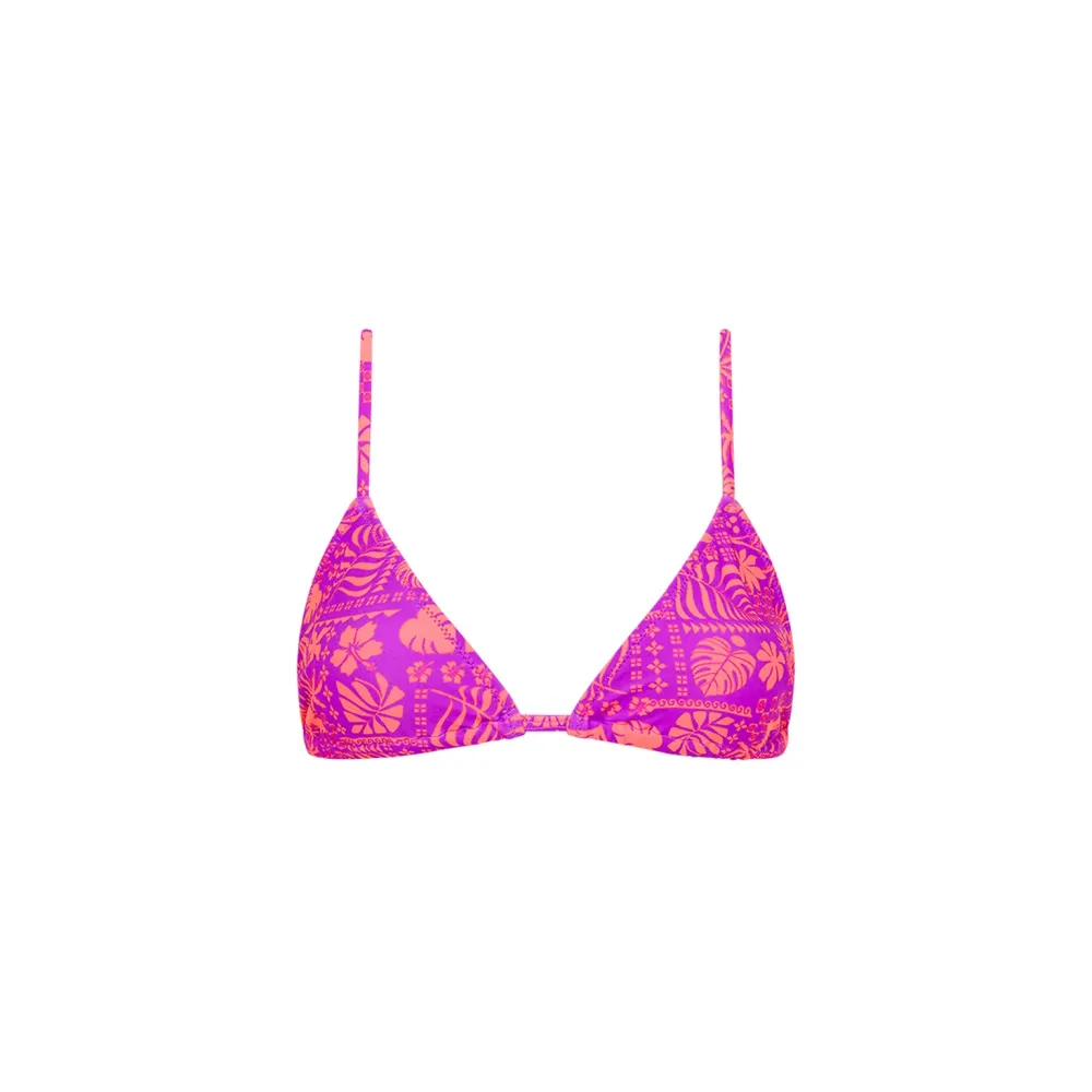 Purple Floral Triangle Bikini Top