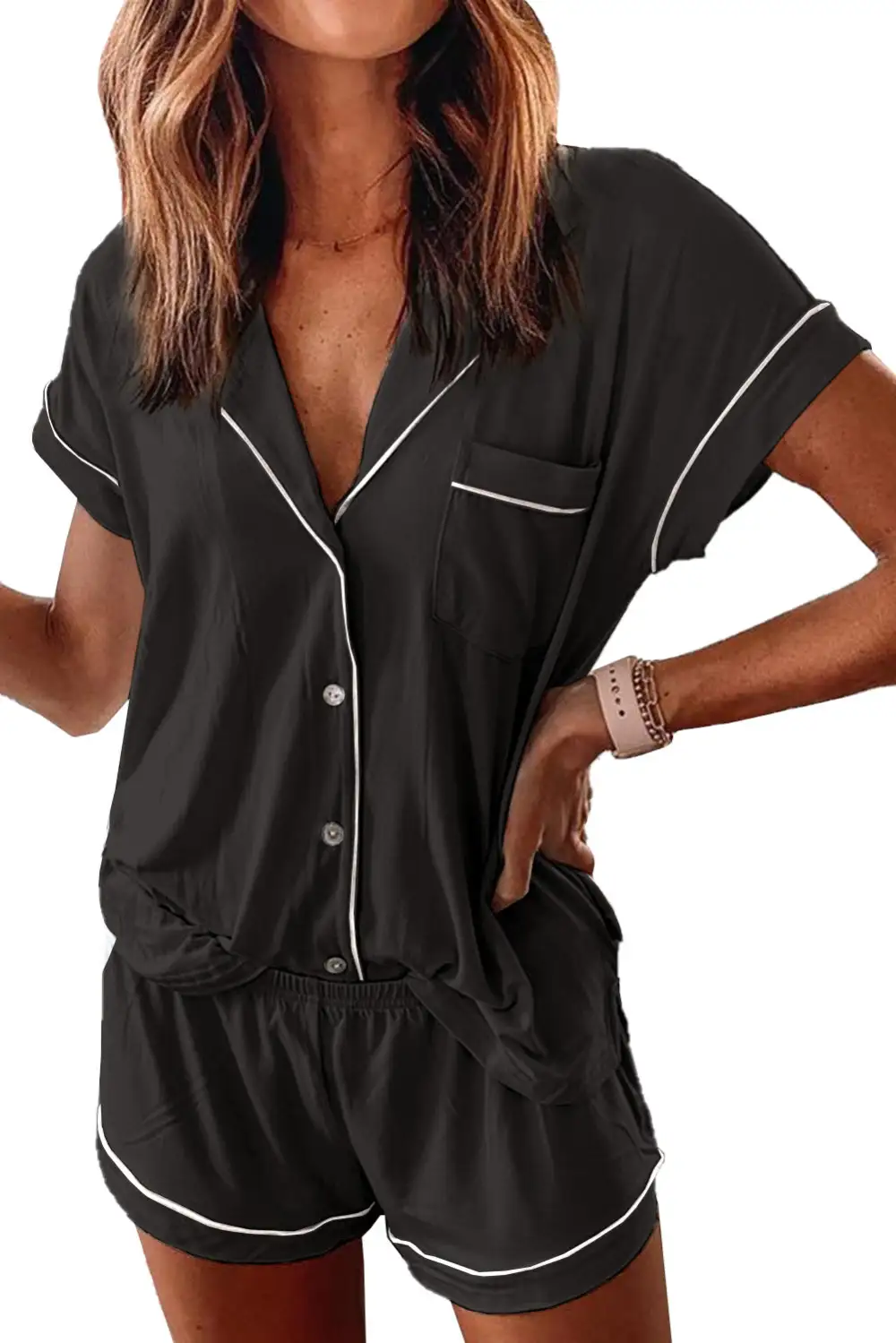 Button Front Short Pajama Set