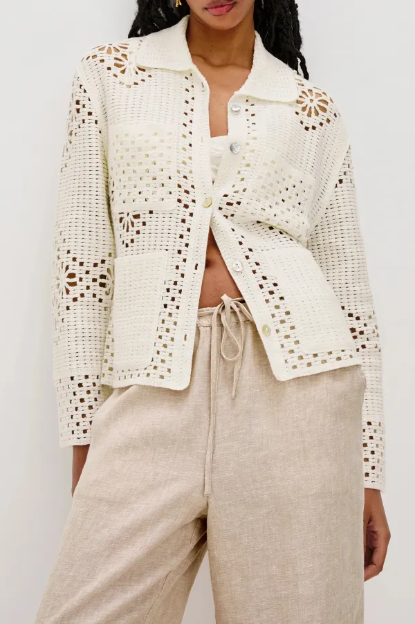 Buttonless Mesh Knit Sweater