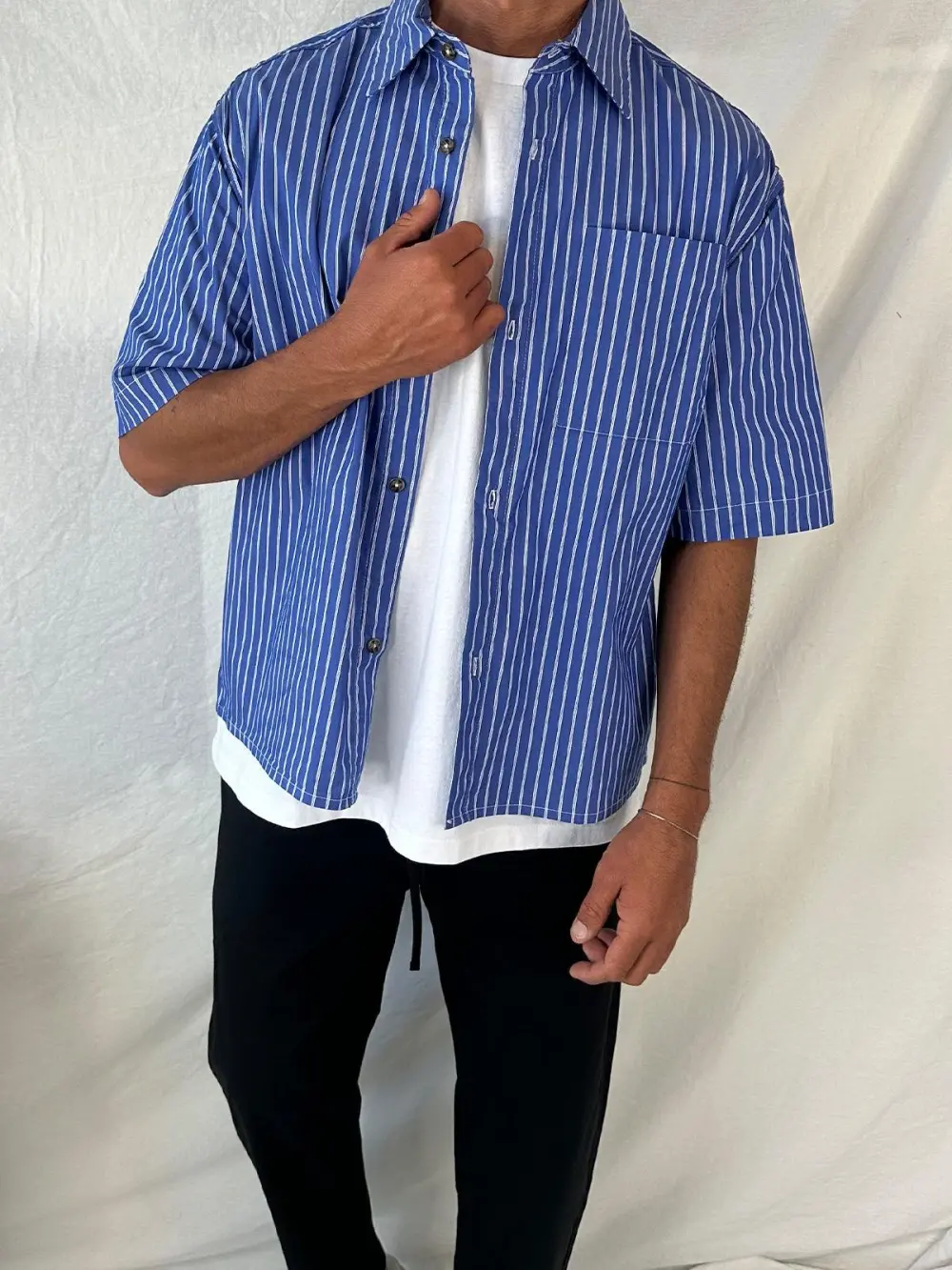 Casual Soft And Comfortable Striped Blue Shirt