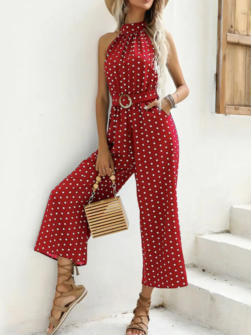 Modern Wide Leg Halter Jumpsuit