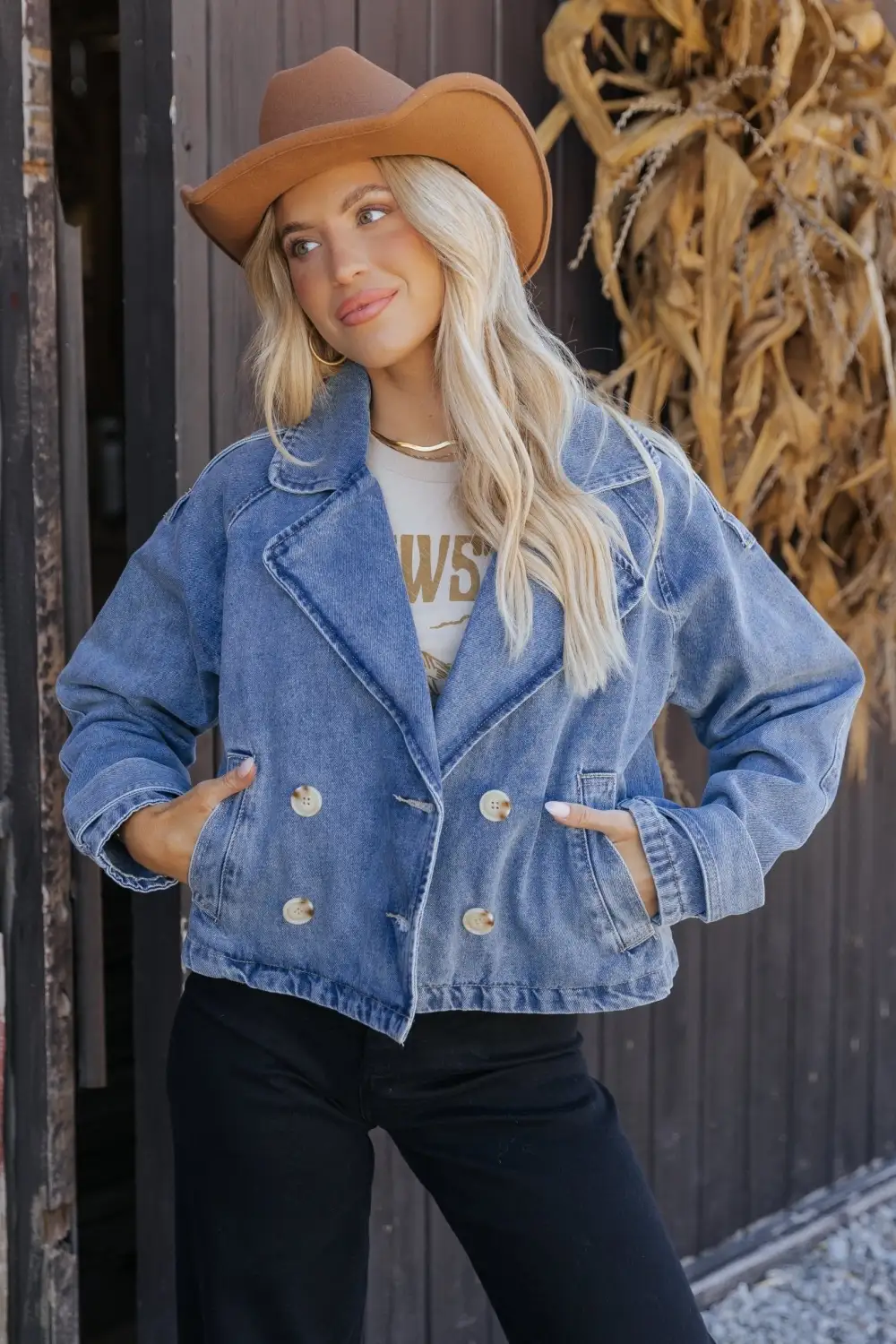 Double Breasted Denim Jacket