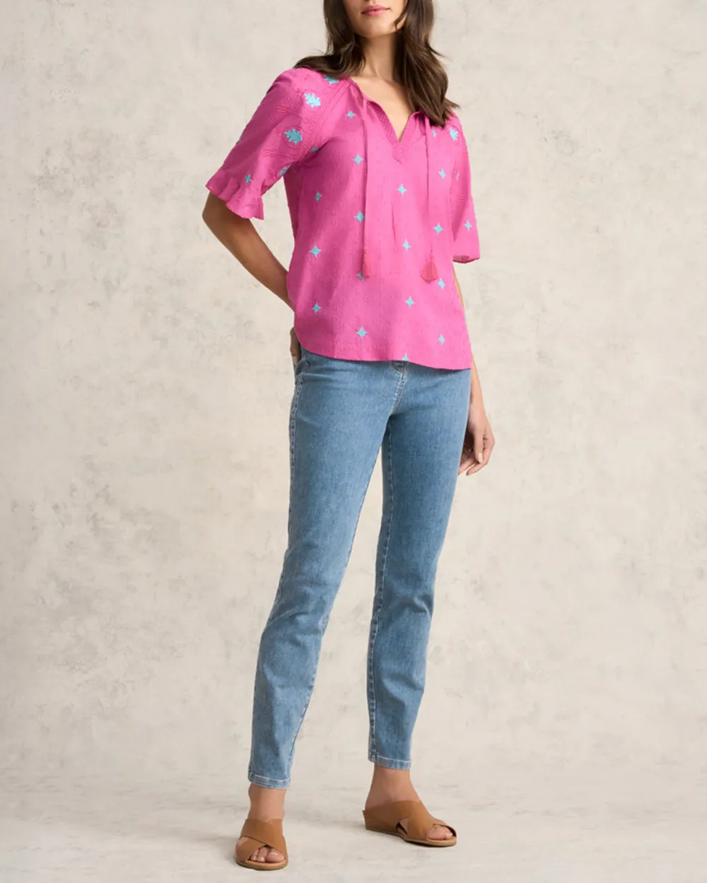Rose Fuschia Embroidered Blouse