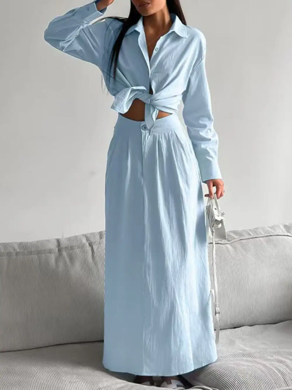 Tie Front Maxi Skirt