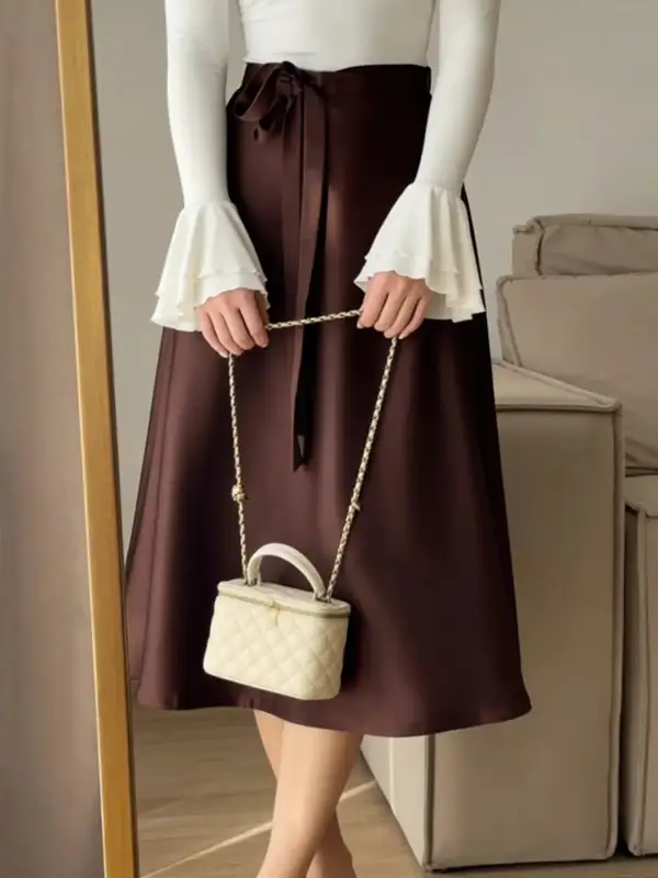Satin Line Midi Skirt