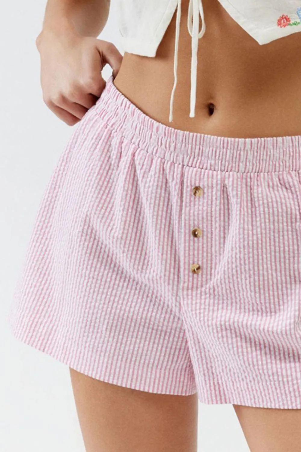 Easygoing Striped Elastic Waist Shorts