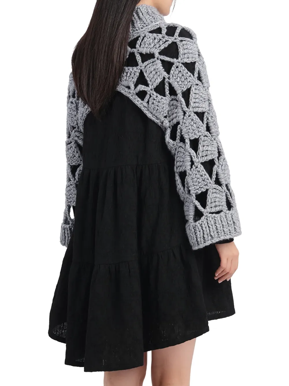 Chunky Crochet Overlay Vest Dress