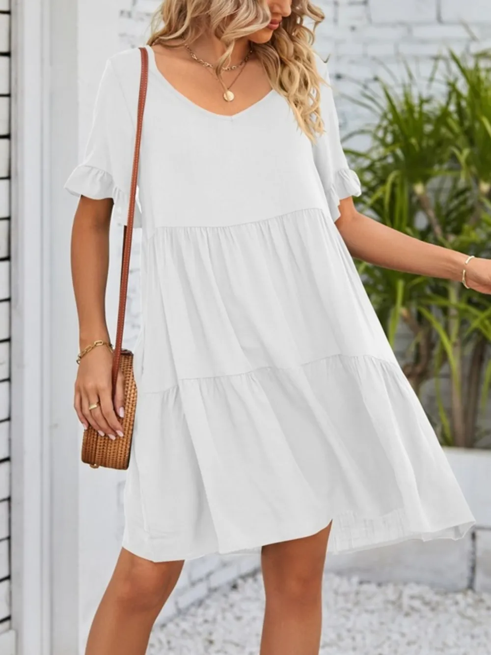 Relaxed Shape Ruffle Tiered Mini Dress