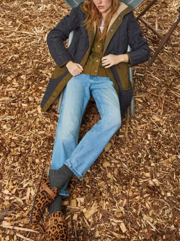 High Neck Lined Quilted Coat