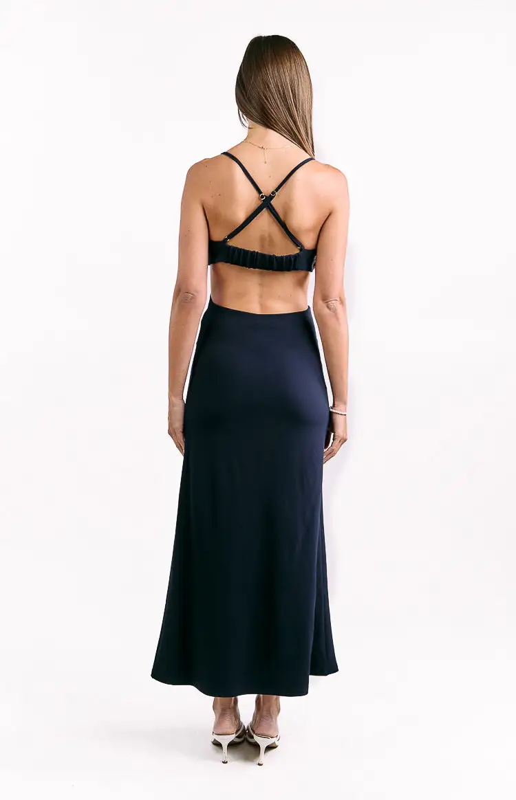 Corset Bodycon Crepe Maxi Dress