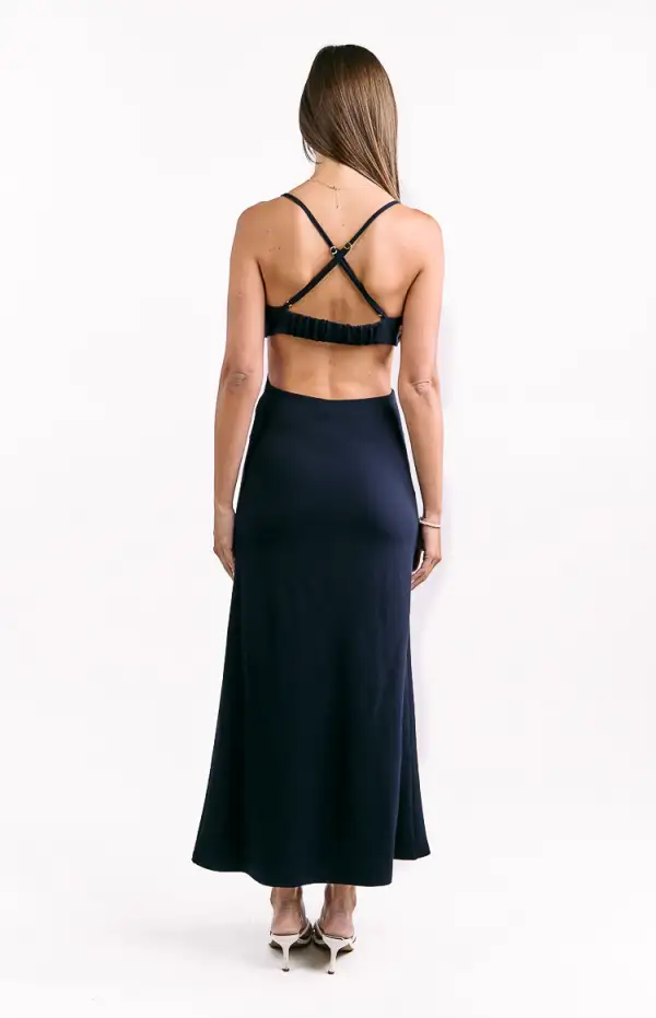 Corset Bodycon Crepe Maxi Dress