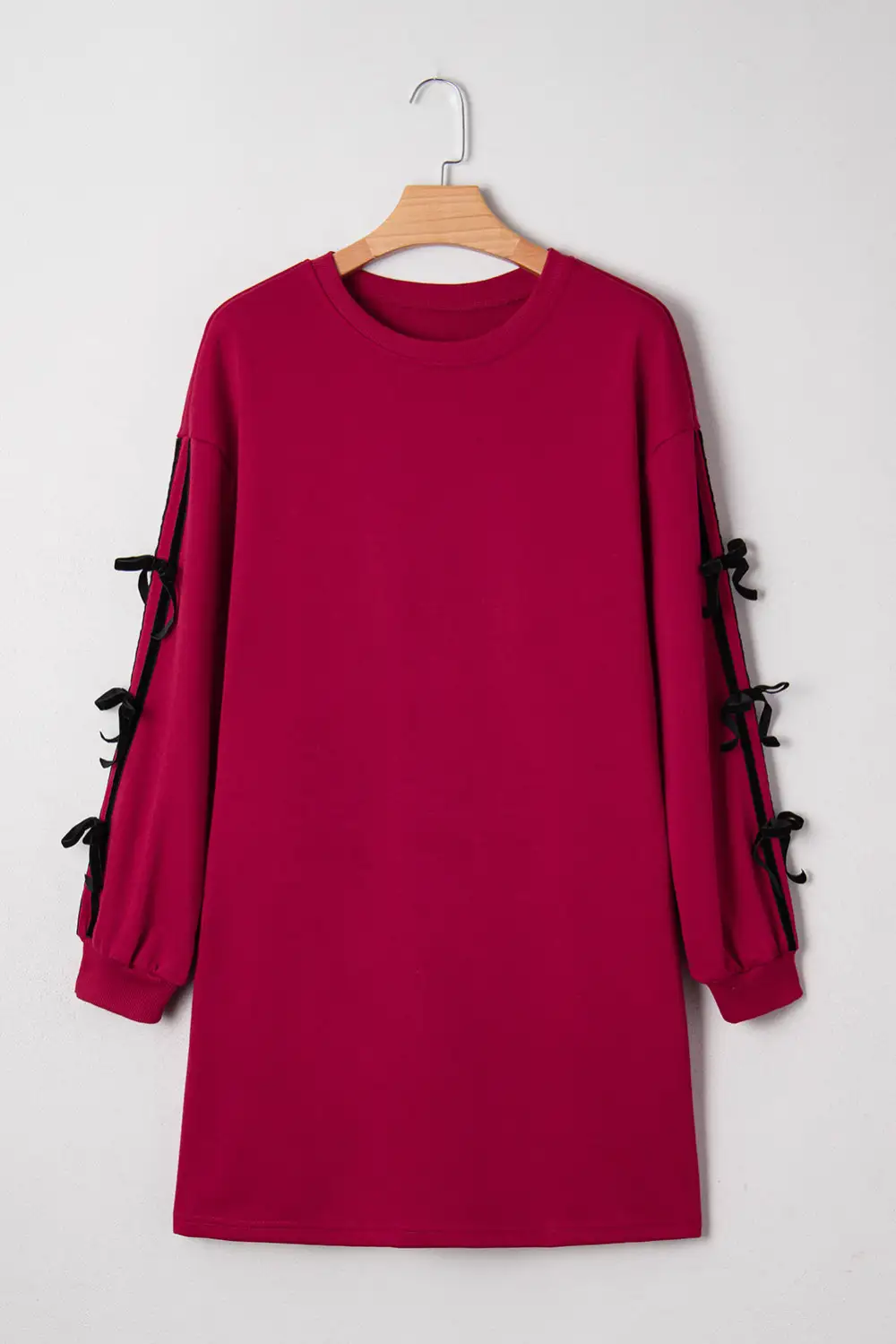 Racing Contrast Striped Bow Detail Drop Shoulder Sweatshirt Dress With Pockets
