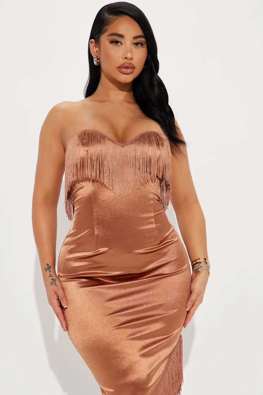 Carolina Fringe Maxi Dress - Mocha