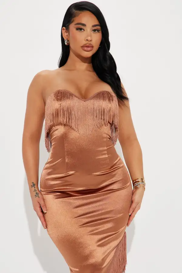 Carolina Fringe Maxi Dress - Mocha