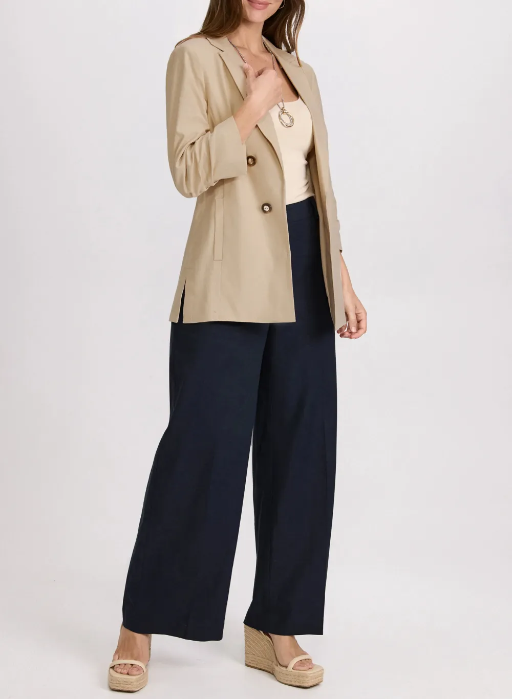 Solid Color Buttoned Pants