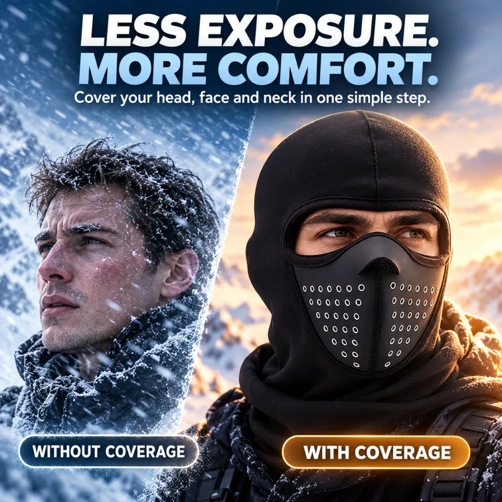 Winter Knight Thermal Anti-Fog Balaclava Full Face Mask, Windproof Soft Hood for Motorcycle Riding Skiing Outdoor Sports