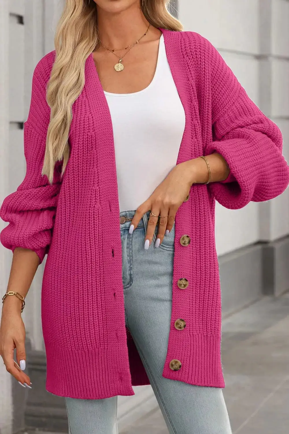 Chunky Knit Button Down Cardigan
