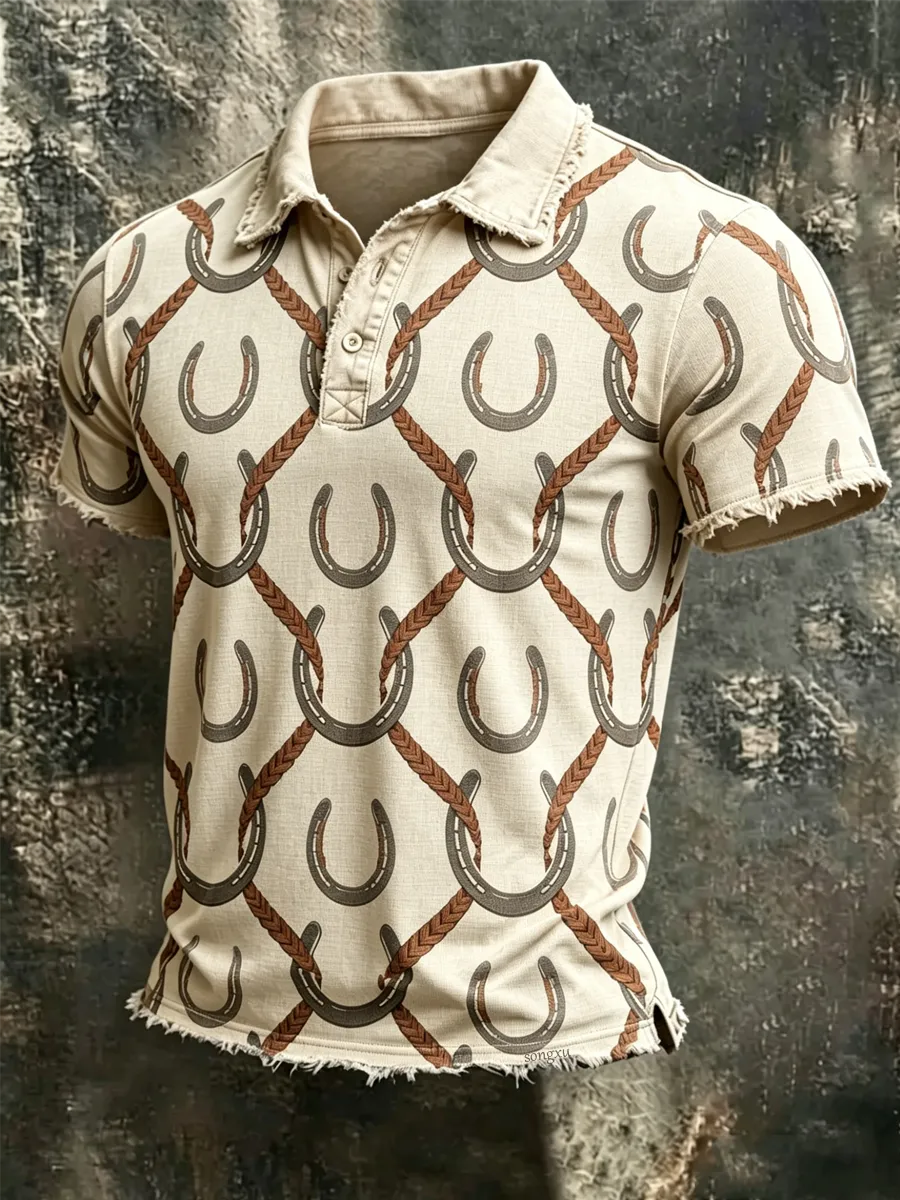 Men'S Casual Retro Western Printed Top