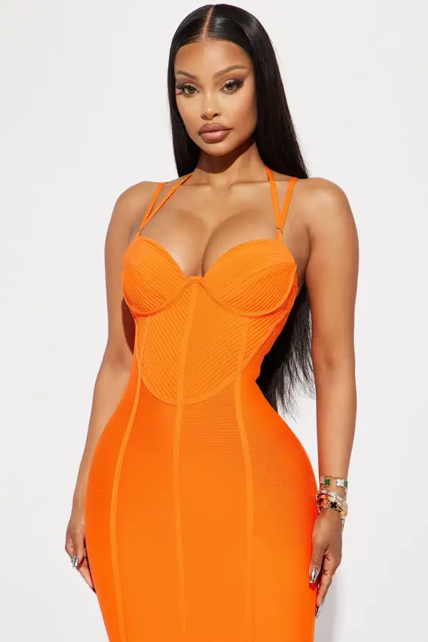 Julia Bandage Midi Dress - Orange
