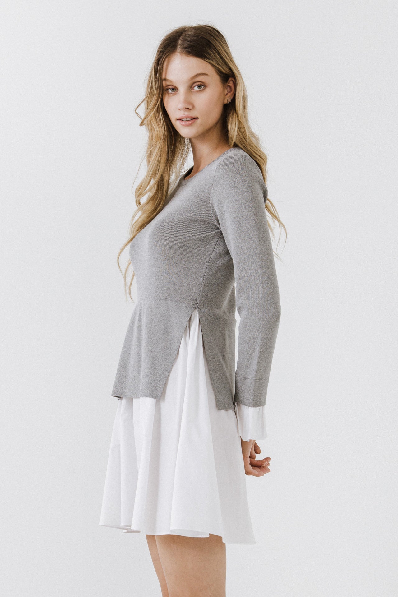 Poplin Combo Knit Dress